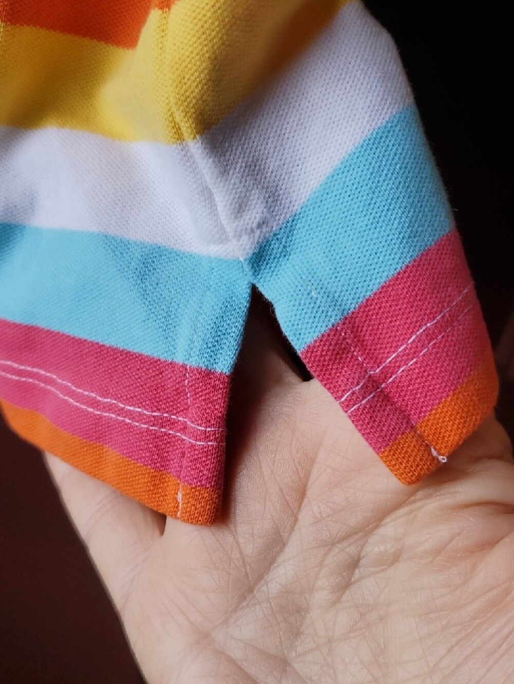 Tommy Hilfiger Multicolor Striped Polo - White, Pink, Aqua, Yellow, Orange - Picture 10 of 11